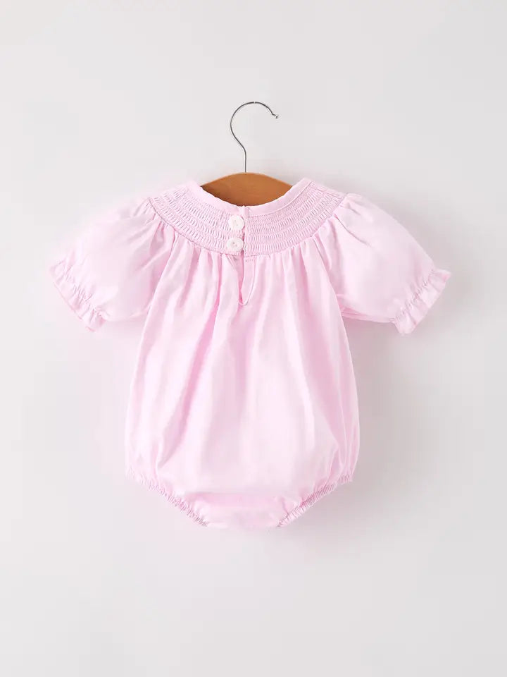 Fall Halloween Pink Spider Pumpkin Ghost Machine Smock Embroidery Baby Girl Romper