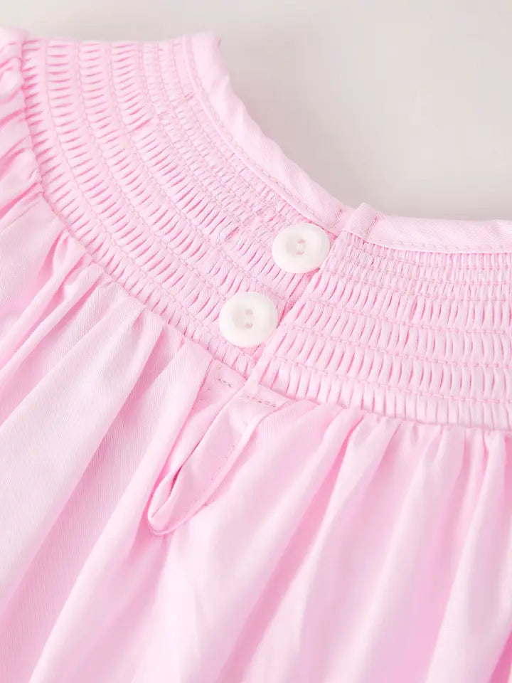 Fall Halloween Pink Spider Pumpkin Ghost machine Smock Embroidery Girl Dress