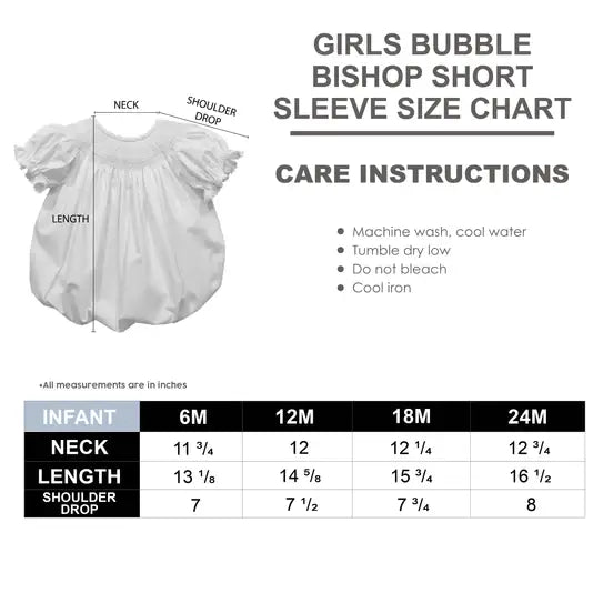 North Carolina Smocked Light Blue Short Sleeve Girls Bubble