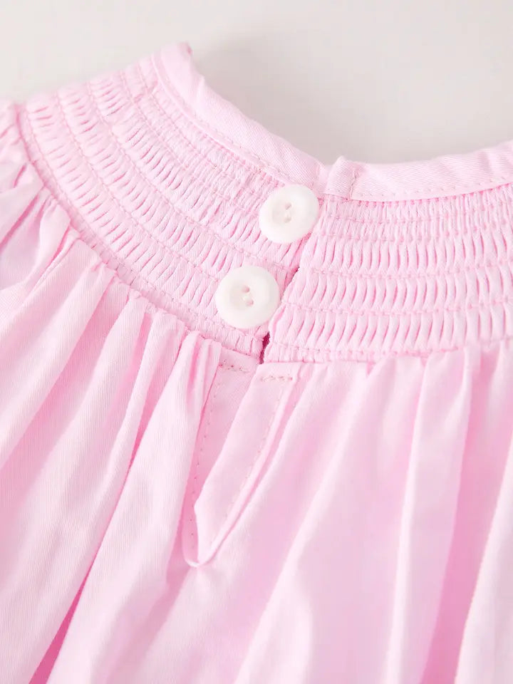 Fall Halloween Pink Spider Pumpkin Ghost Machine Smock Embroidery Baby Girl Romper