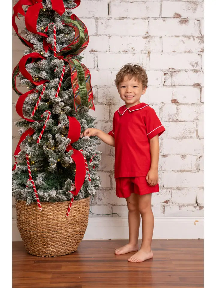 John Red Cord Short Set