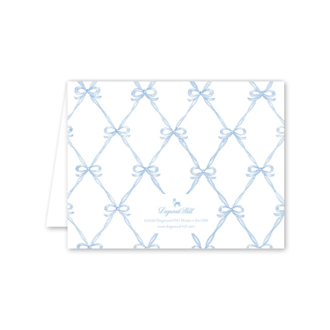 Rattle and Bow Blue Baby Shower Card