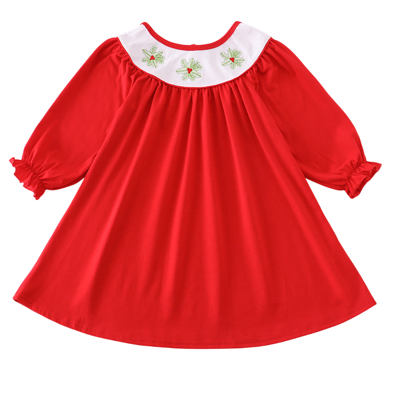 Red Christmas Holly Bishop Dress