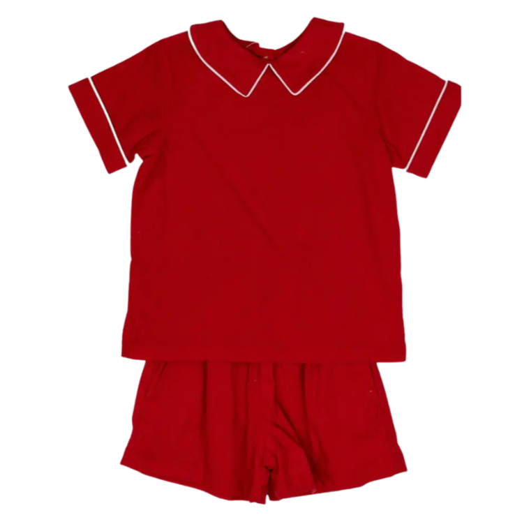 John Red Cord Short Set