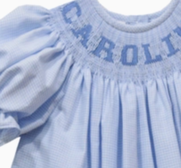 Carolina Smocked Light Blue Short Sleeve Bishop