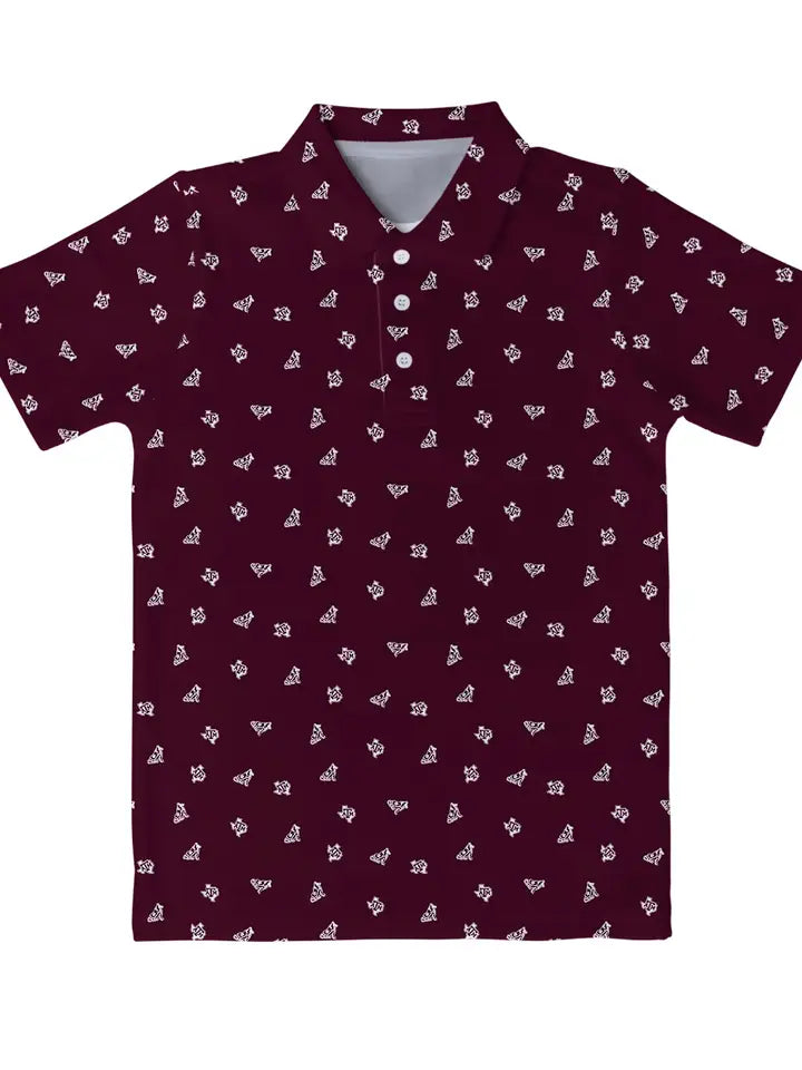 Texas A&M Aggies Repeat Logo Short Sleeve Polo Shirt