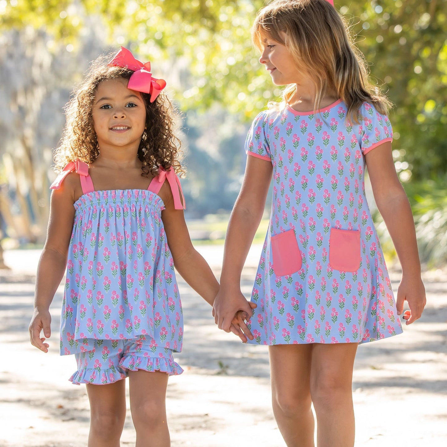 Smocked Coral Bouquet Short Set