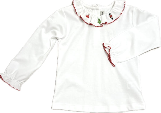 Christmas Nutcracker White Pima Cotton Girl Nutcracker Top