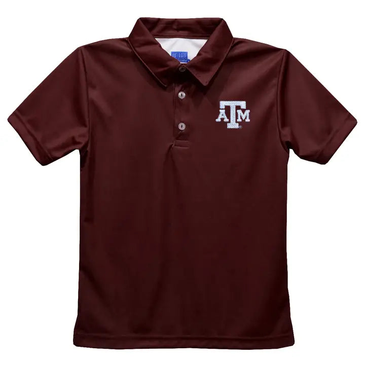 Texas Am Aggies Embroidered Maroon Short Sleeve Polo Shirt