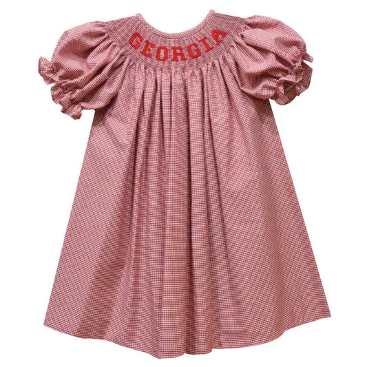 Georgia Smocked Gingham Short Sleeve Bishop