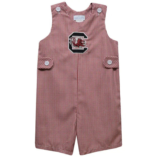 South Carolina Gamecocks Maroon Gingham Embroidered Baby Set