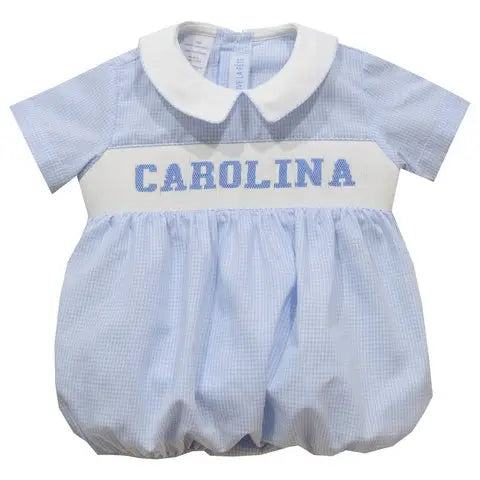 North Carolina Smocked Light Blue Gingham Short Sleeve Boys