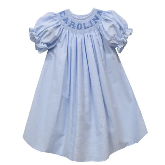 Carolina Smocked Light Blue Short Sleeve Bishop