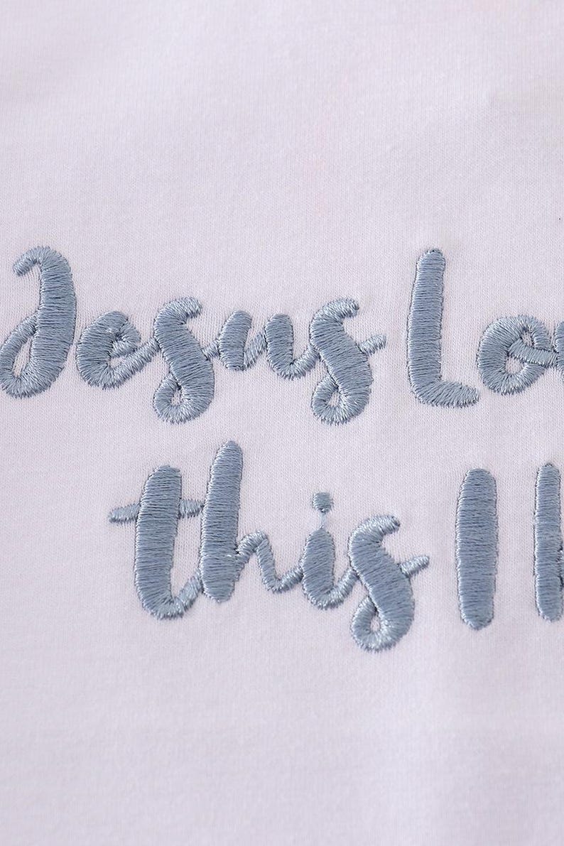 Jesus Loves Me This I know "Blue" Embroidery Top