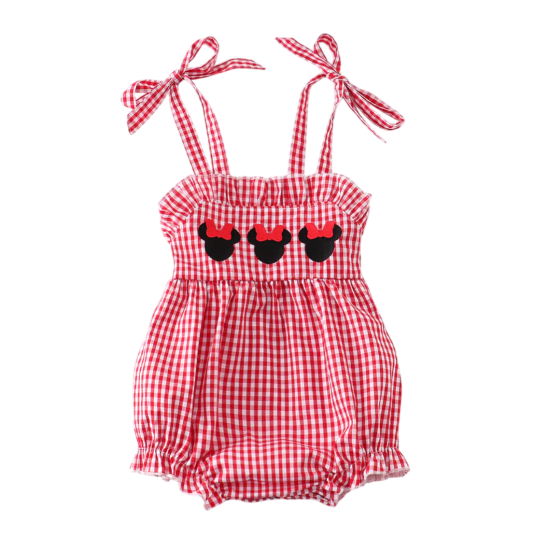 Red Gingham Mouse Embroidery Girl Bubble