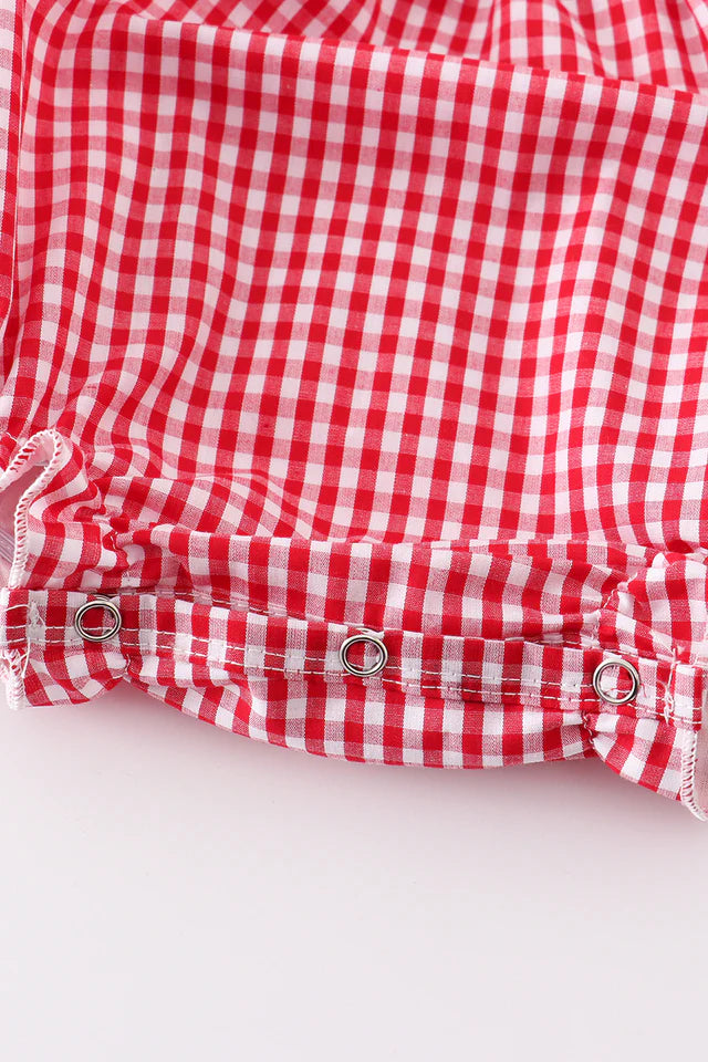 Red Gingham Mouse Embroidery Girl Bubble