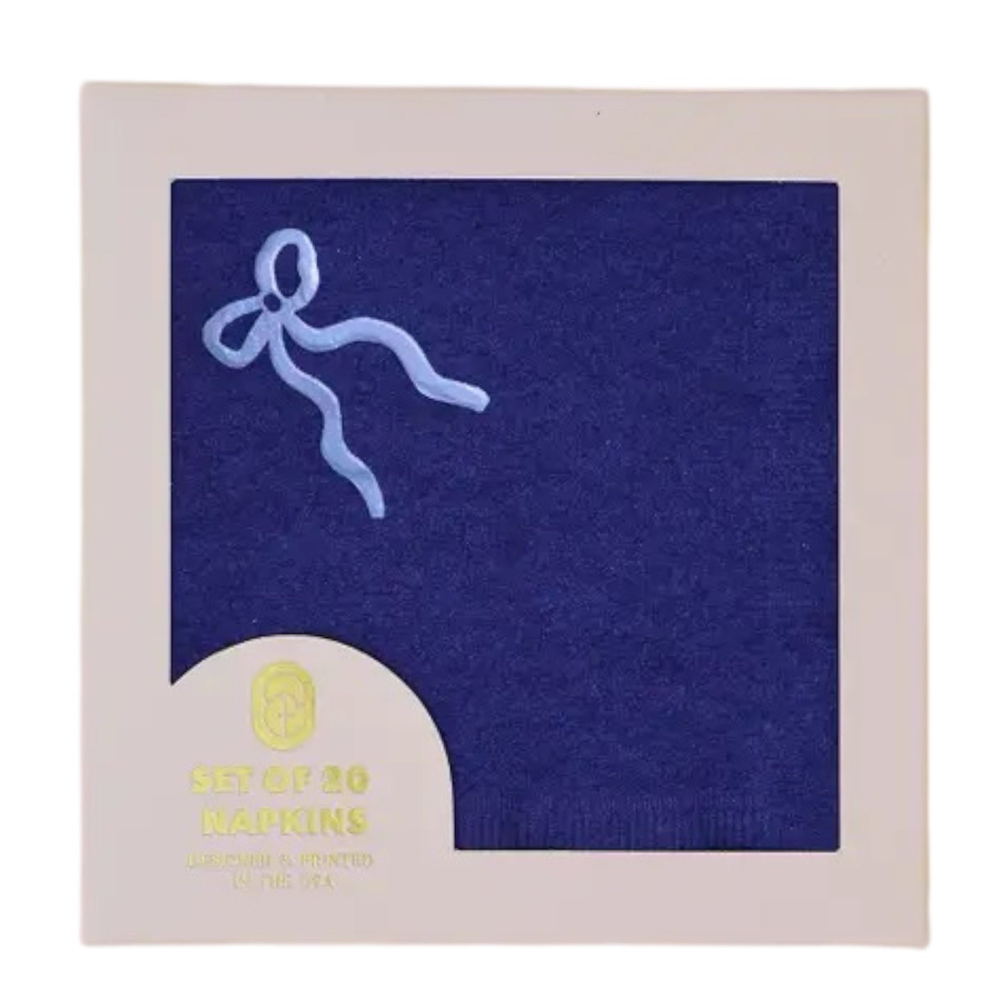 Coquette Navy Bow Cocktail Paper Beverage Napkin - Set of 20