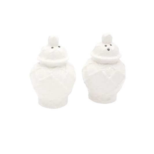 White Ginger Jar Salt & Pepper Shakers