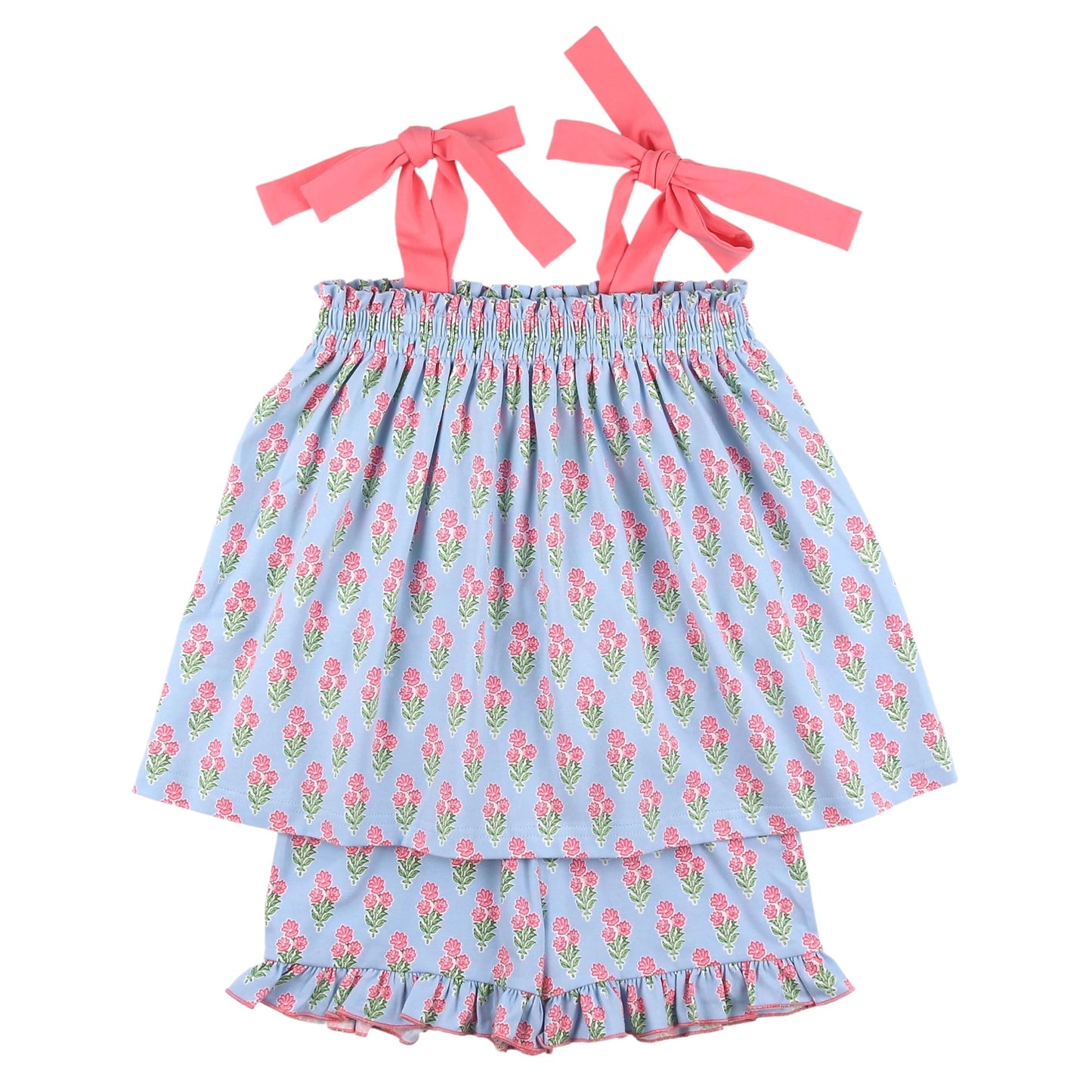Smocked Coral Bouquet Short Set
