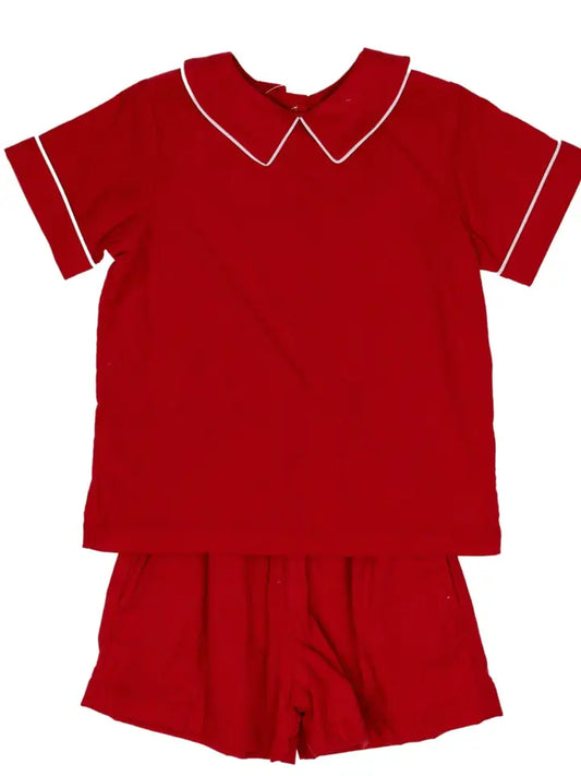 John Red Cord Short Set