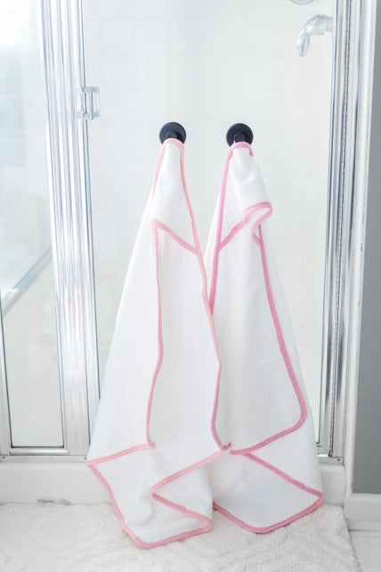 Plush Terry Hooded Terry Bath Towel - Pink Gingham